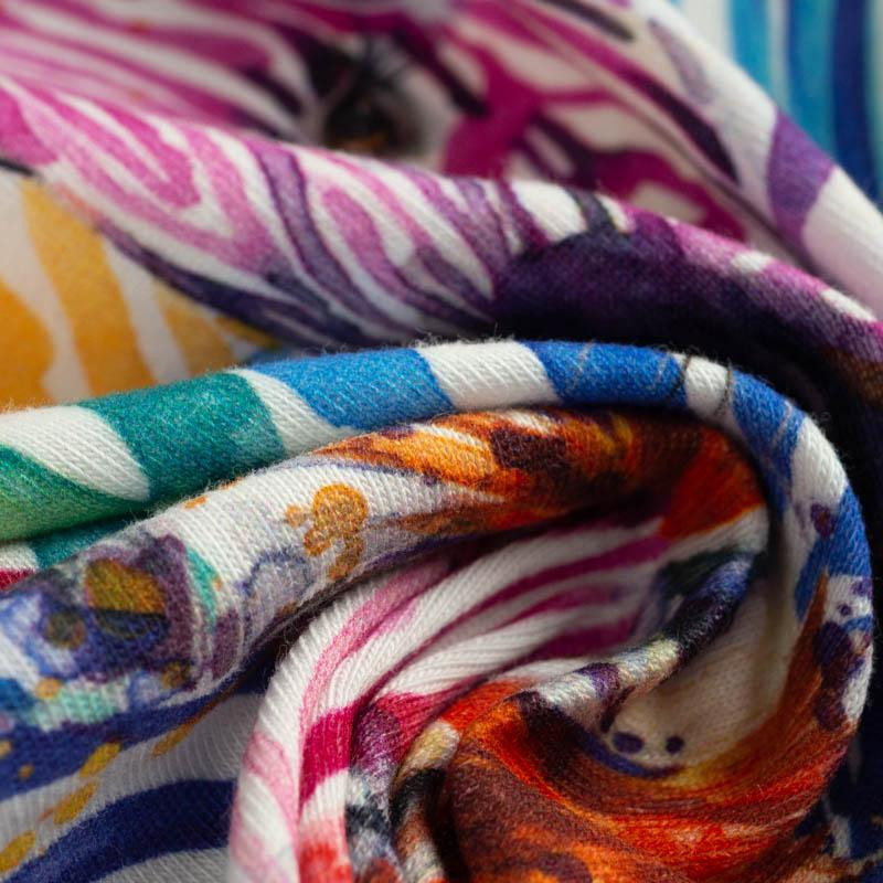 110CM ZEBRA (rainbow) / white - looped knit fabric