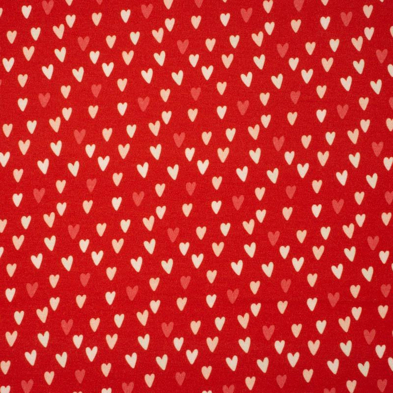 MINI HEARTS / RED (BIRDS IN LOVE) - single jersey with elastane 