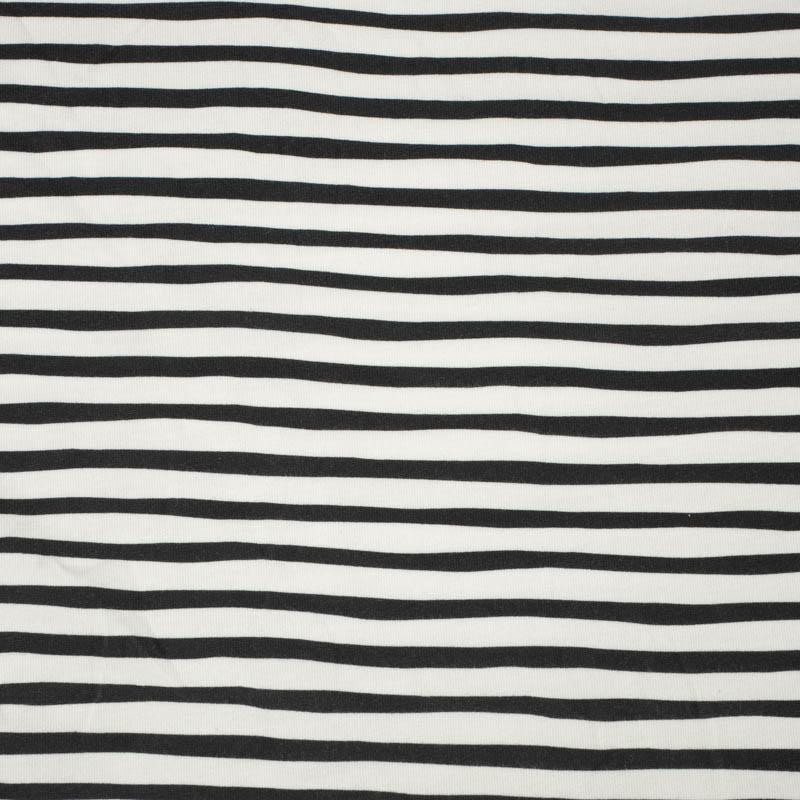 STRIPES - BLACK AND WHITE (BIRDS IN LOVE) - single jersey with elastane 