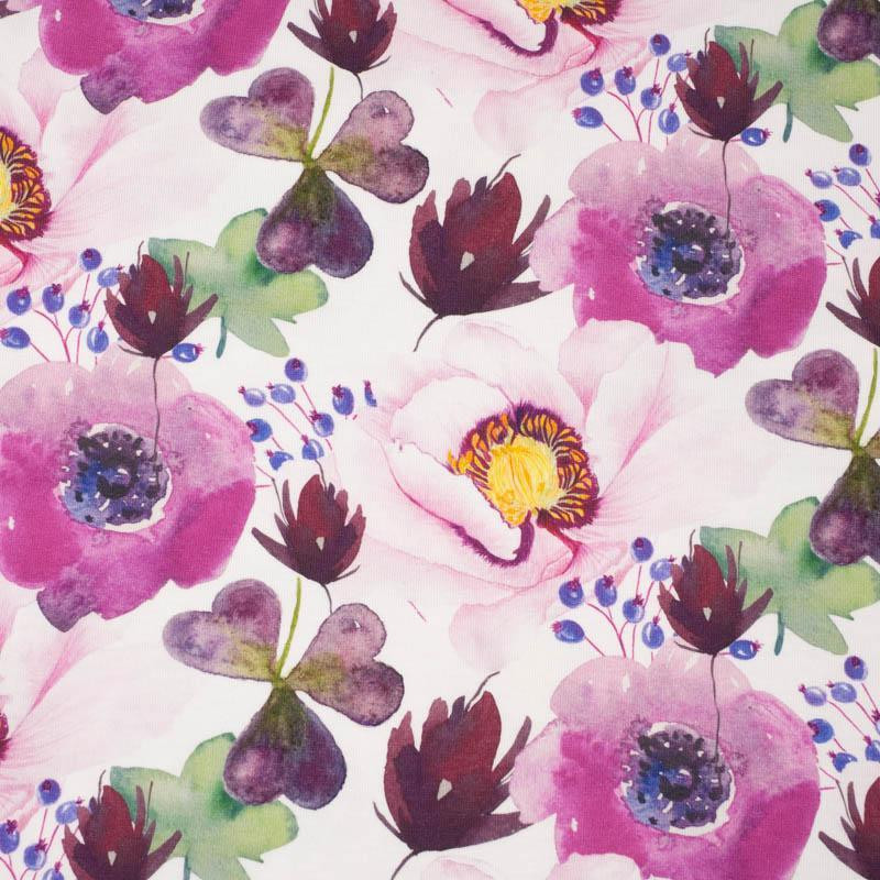 FLOWERS AND CLOVER (IN THE MEADOW) - Cotton muslin