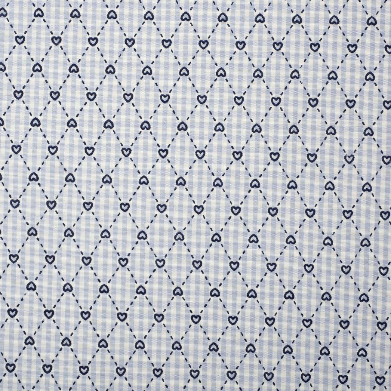 HEARTS AND RHOMBUSES / BABY BLUE CHECK - POPLIN 100% cotton 