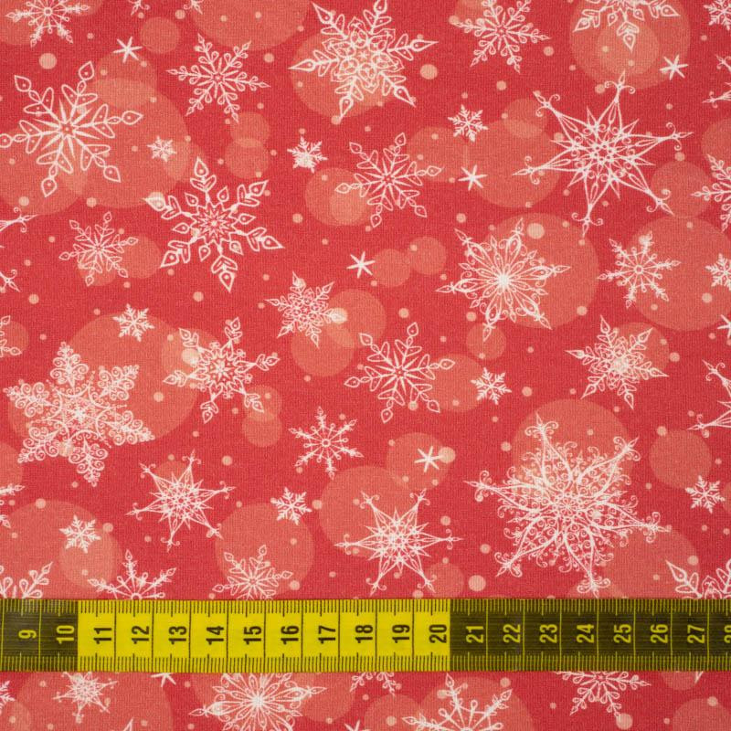 SNOWFLAKES PAT. 2 / red - single jersey with elastane 