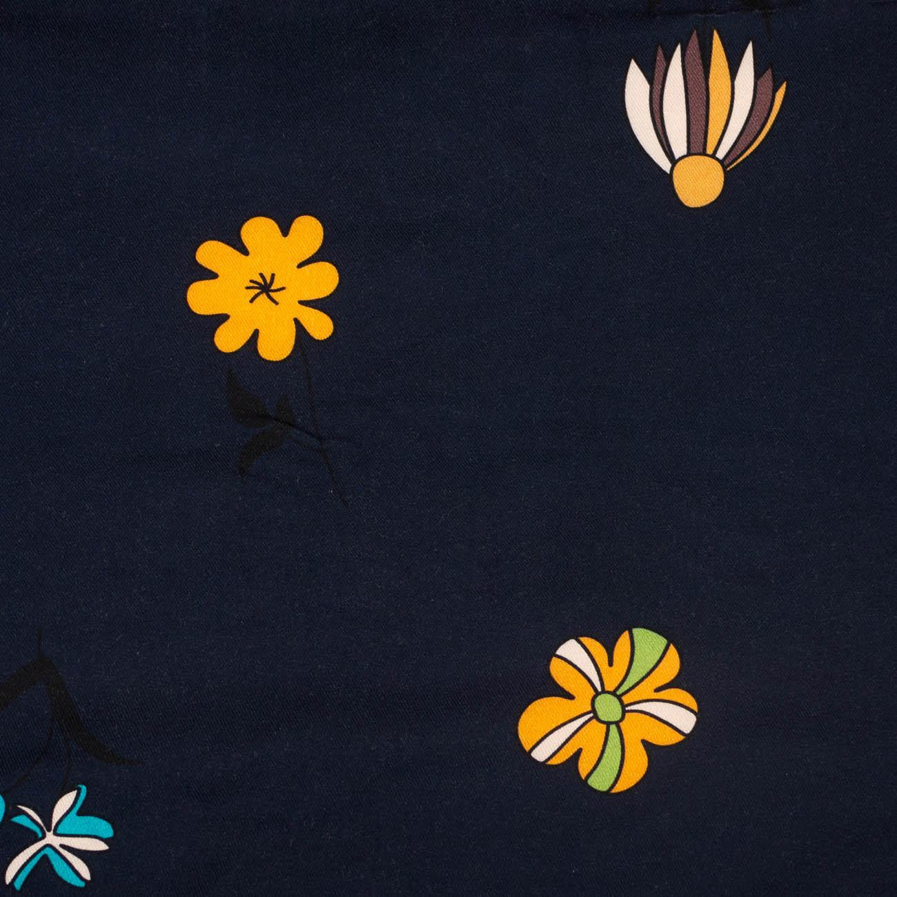 PAINTED FLOWERS / navy - viscose woven fabric
