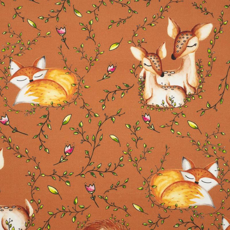 SLEEPING ANIMALS MIX (SLEEPING ANIMALS) / brown - looped knit fabric