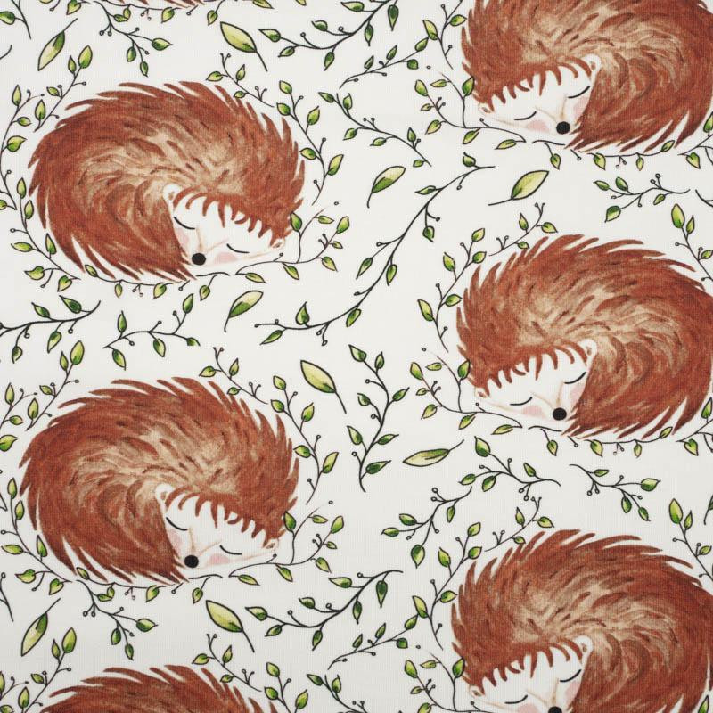 50cm SLEEPING HEDGEHOGS (SLEEPING ANIMALS) / white - organic looped knit fabric