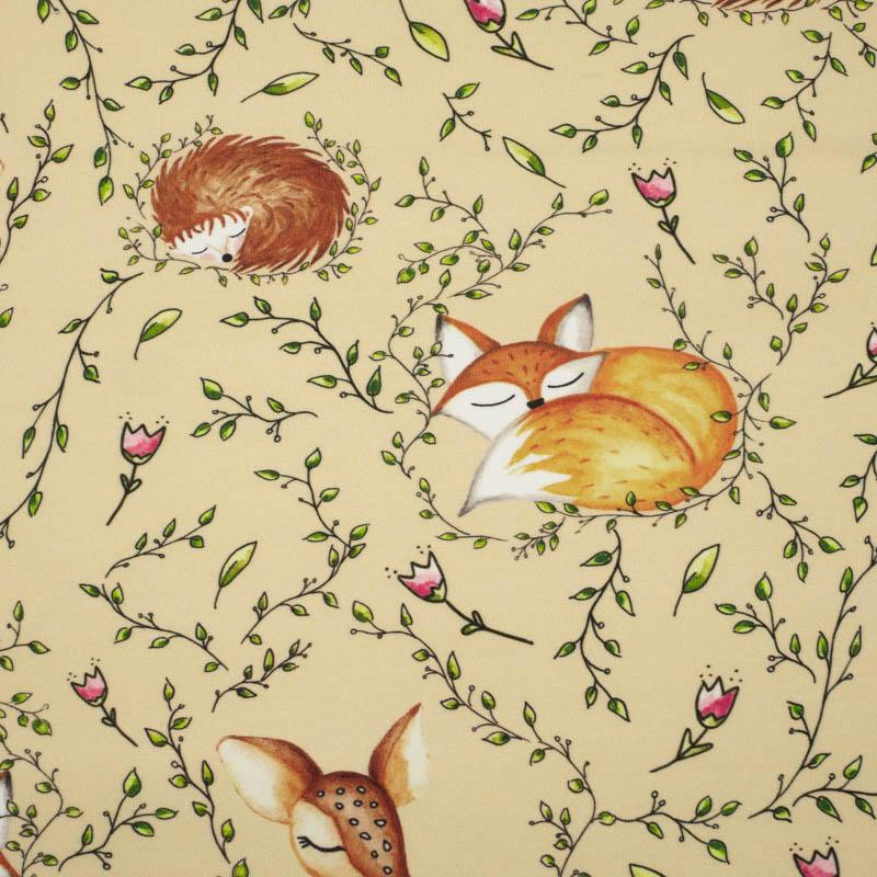 SLEEPING ANIMALS MIX (SLEEPING ANIMALS) / sand  - looped knit fabric