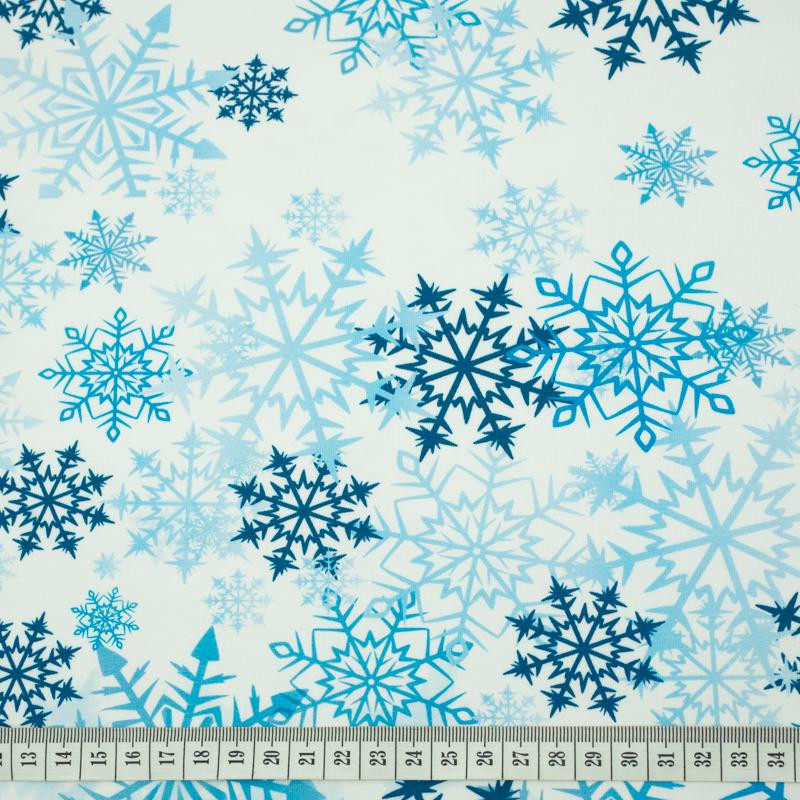 SNOWFLAKES / blue - panel looped knit 