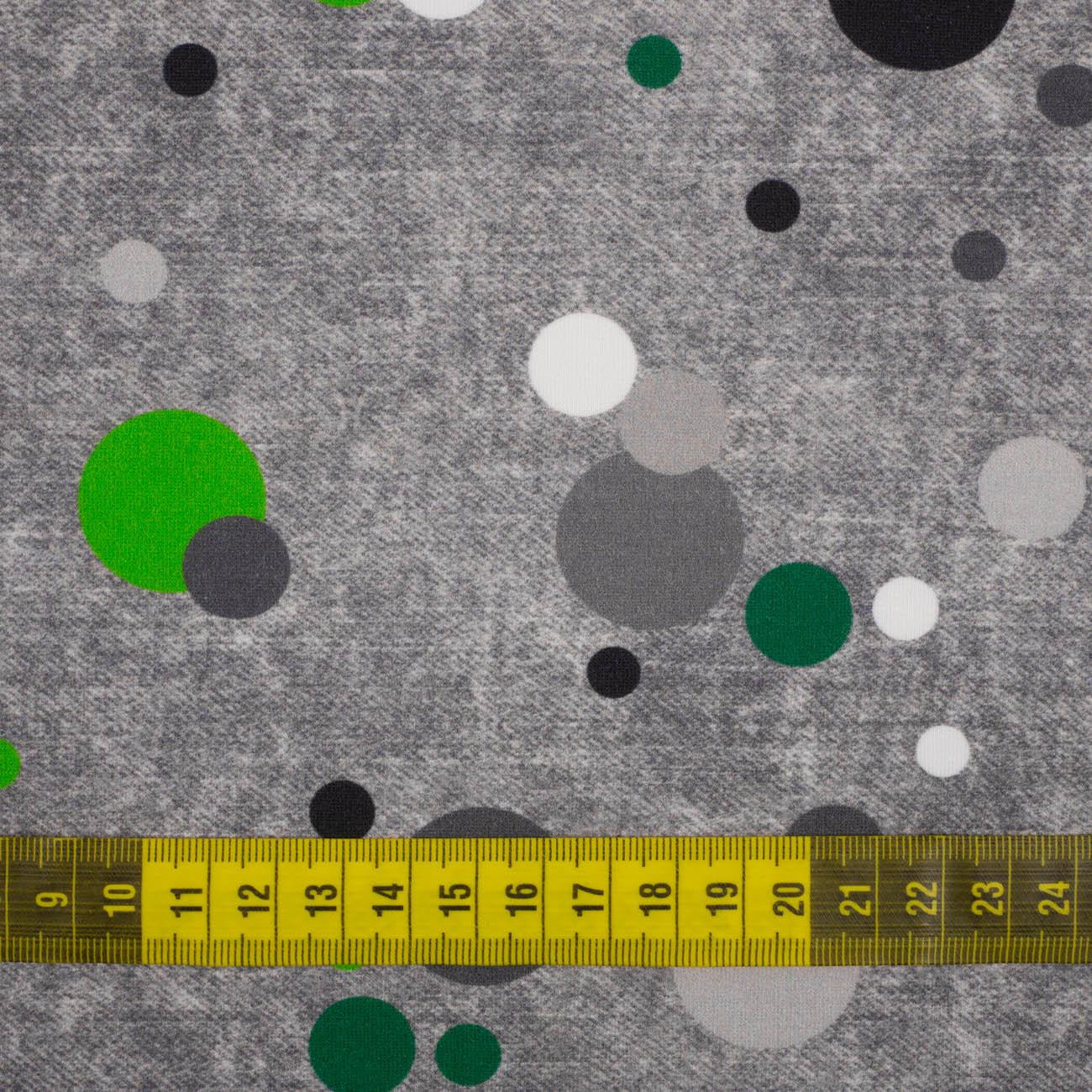 GREEN DOTSIES / ACID WASH GREY - looped knit fabric