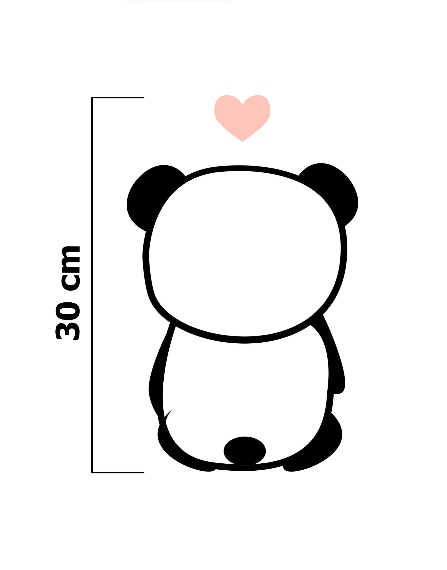 PANDA / PALE PINK size "S" 30x45 cm - white (back)  - SINGLE JERSEY PANEL 