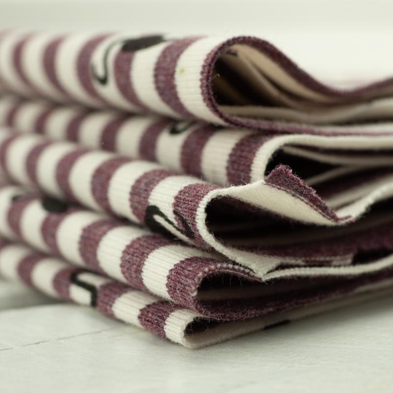 50cm STRIPED FLAMINGOS / aubergine - single jersey TE210