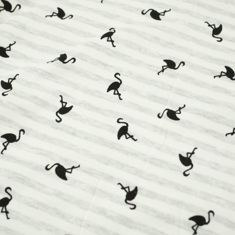 STRIPED FLAMINGOS / light grey - single jersey TE210