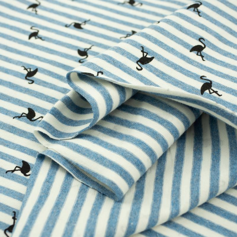 STRIPED FLAMINGOS / blue - single jersey TE210