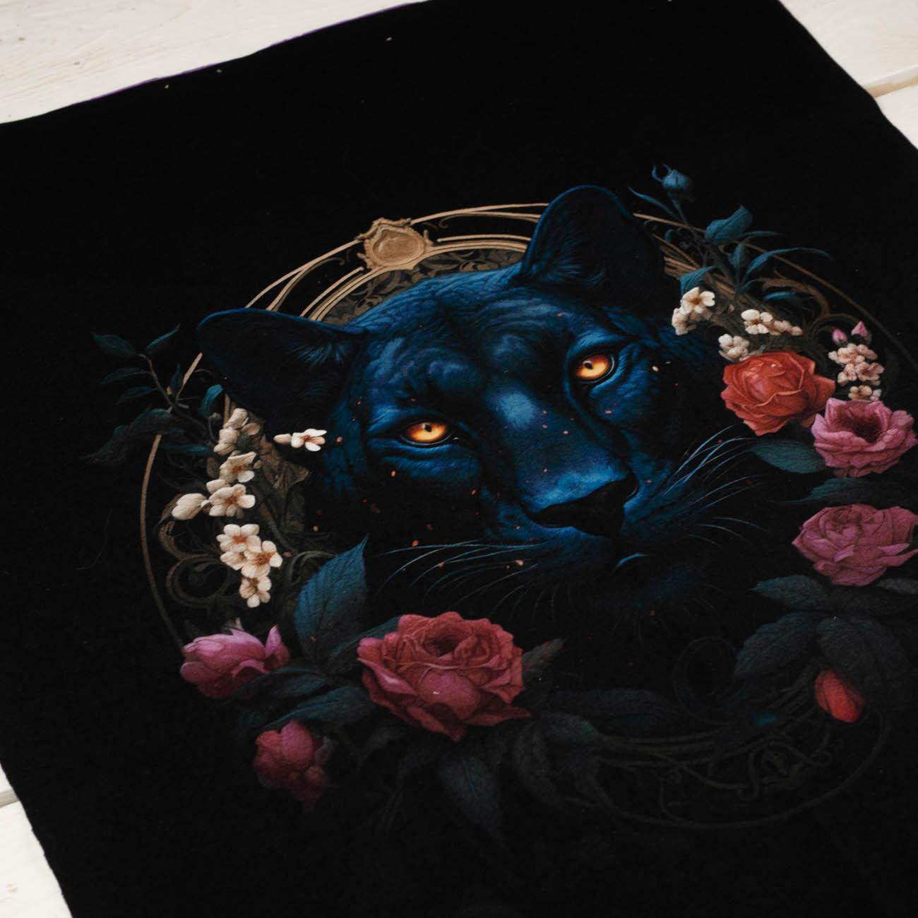 GOTHIC PANTHER - panel (60cm x 50cm) looped knit