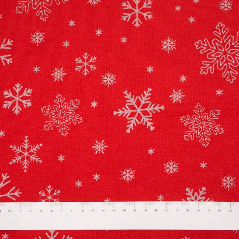 SNOWFLAKE GLITTER / red - single jersey TE210