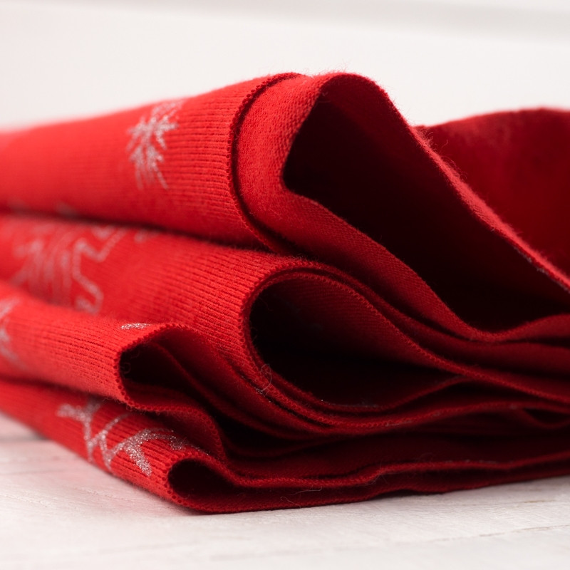SNOWFLAKE GLITTER / red - single jersey TE210