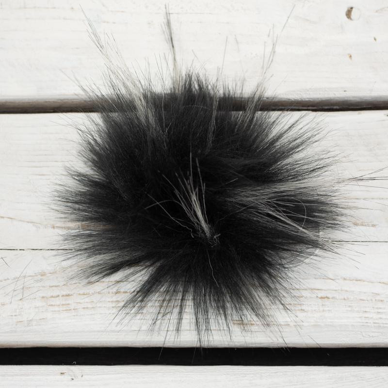 Eco fur pompom 6 cm - melange grey-white