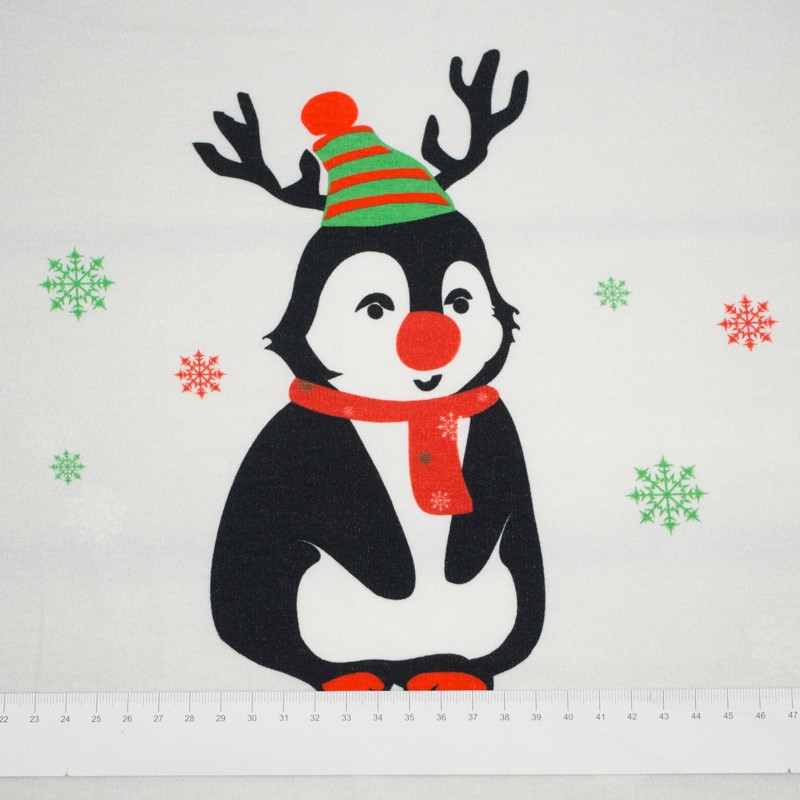 PENGUIN REINDEER / red - panel looped knit 