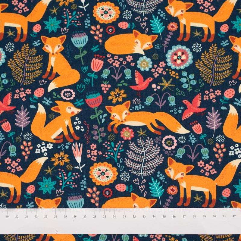 100CM FOXES IN THE FORREST - Cotton woven fabric