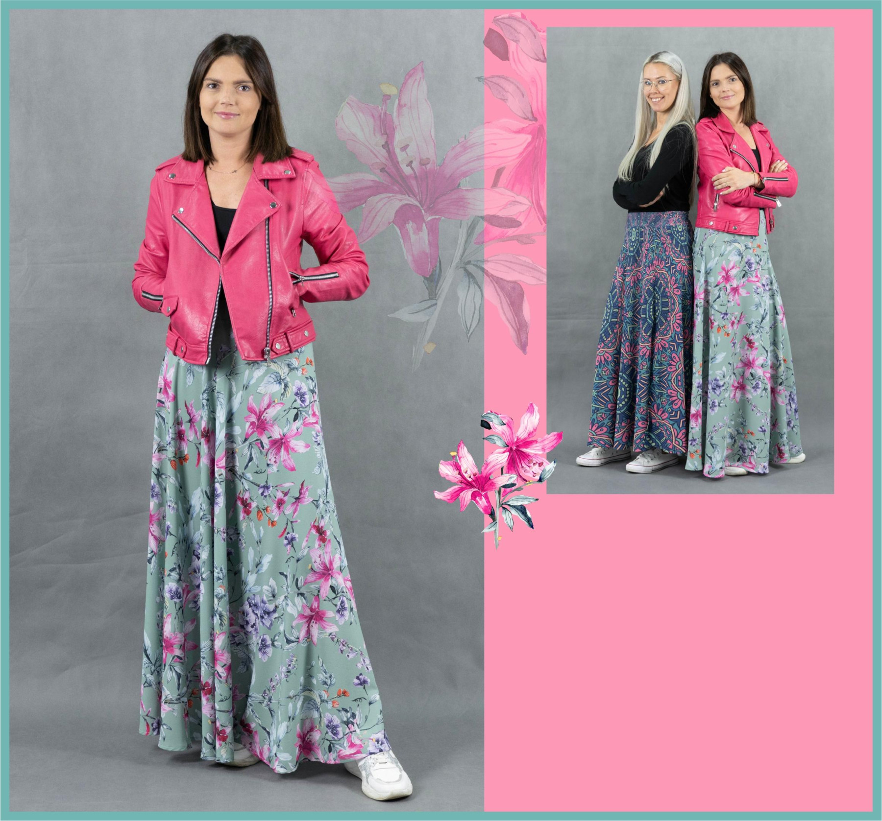 Skirt panel "MAXI"/ Colorful feathers