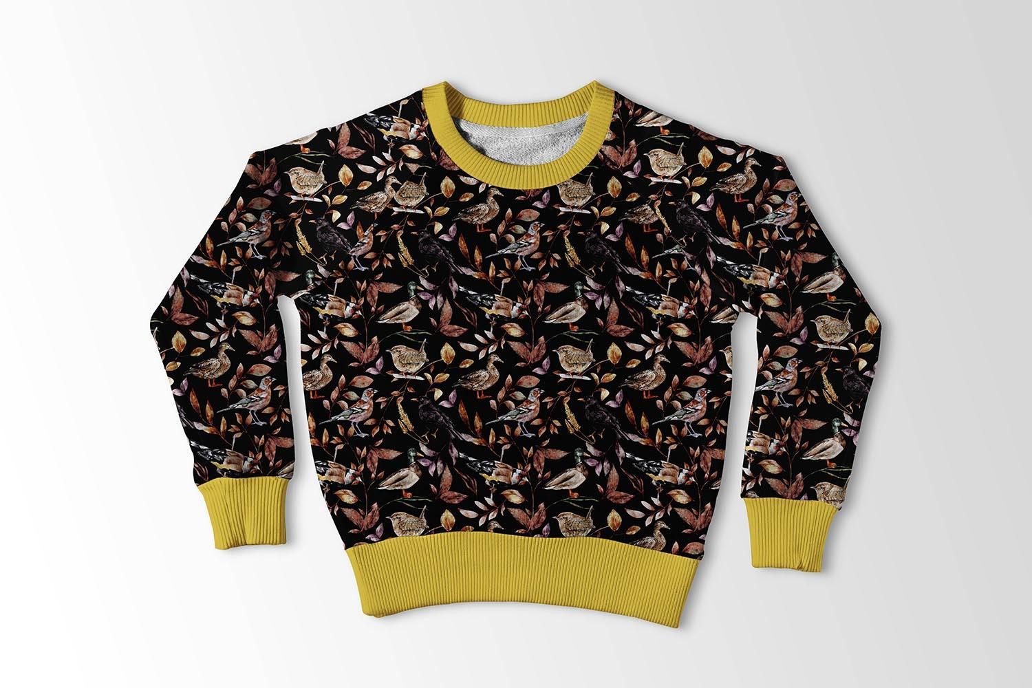 BIRDS PAT. 2 / BLACK (COLORFUL AUTUMN)