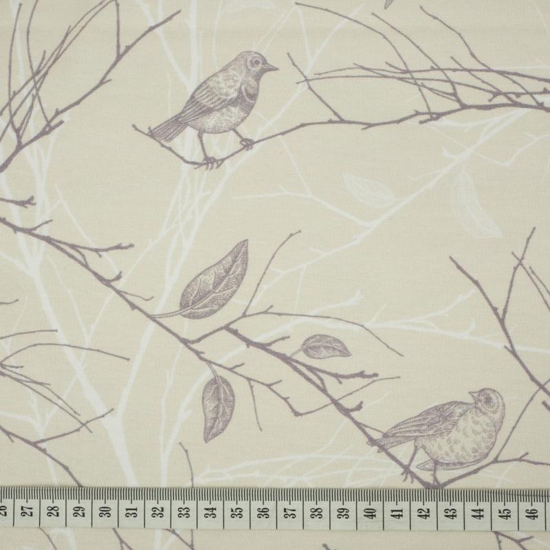 BIRDS / beige - single jersey with elastane TE210