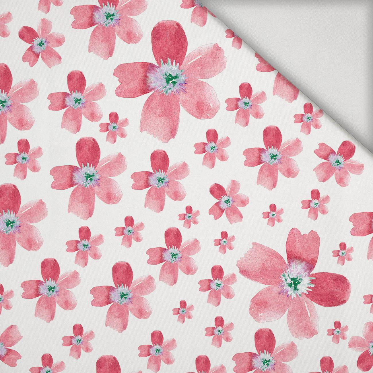 PINK FLOWERS PAT. 5 / white  - lycra 300g