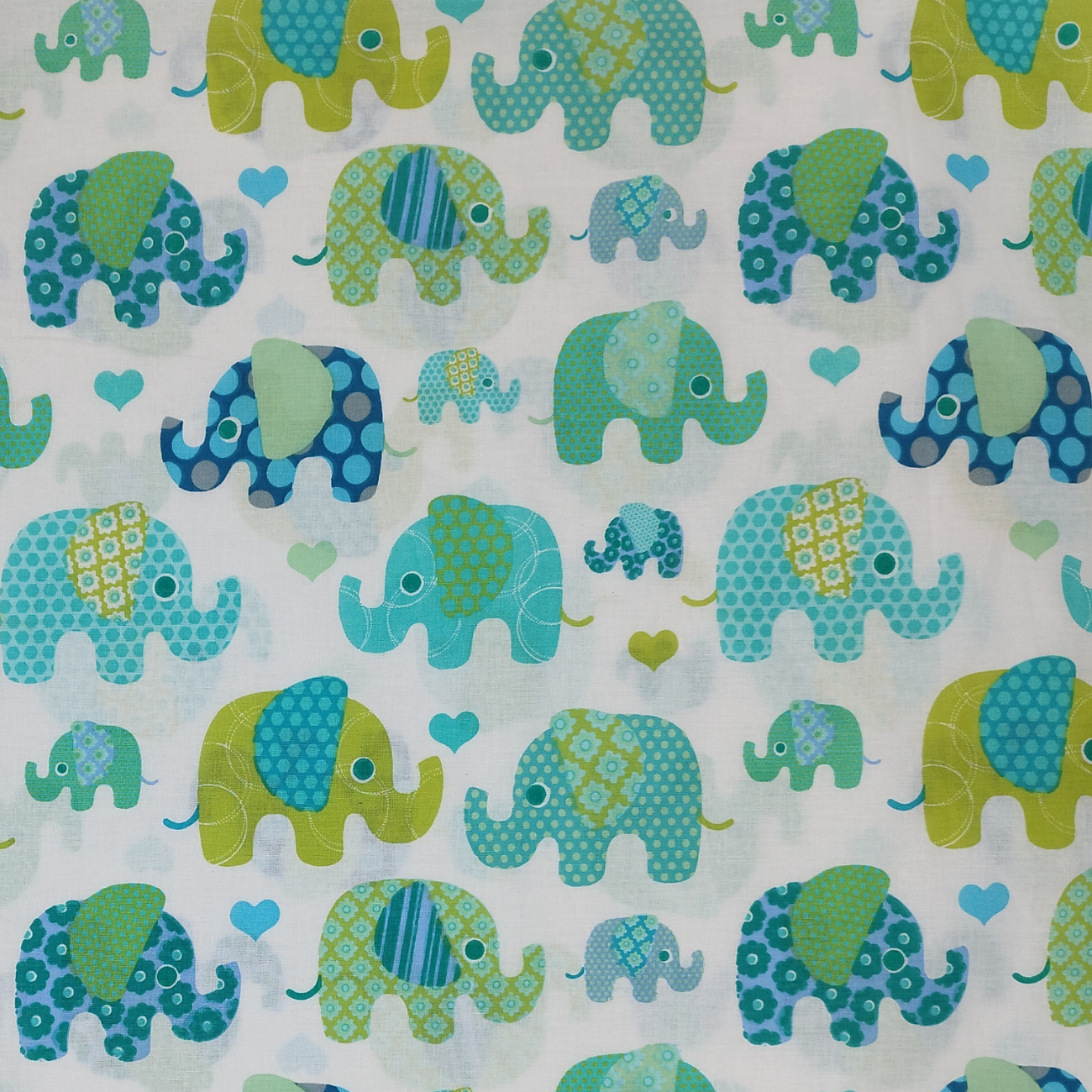 GREEN ELEPHANTS - Cotton woven fabric
