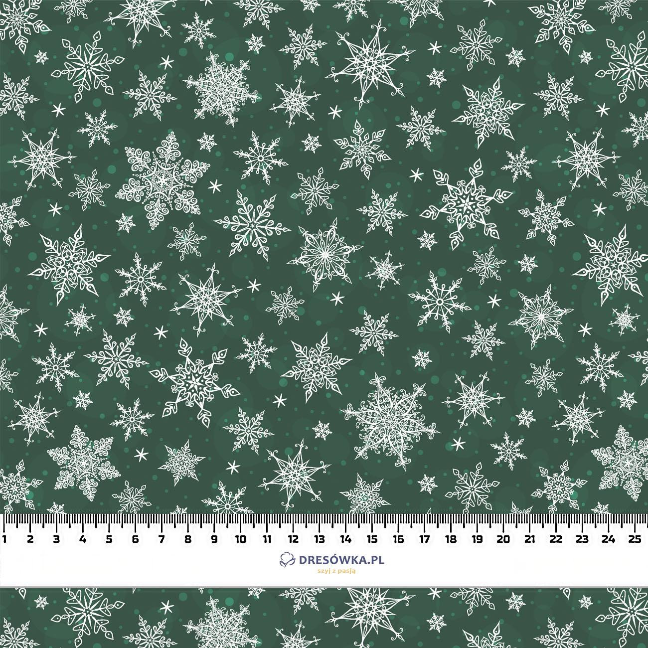 SNOWFLAKES PAT. 2 / bottled green - single jersey 