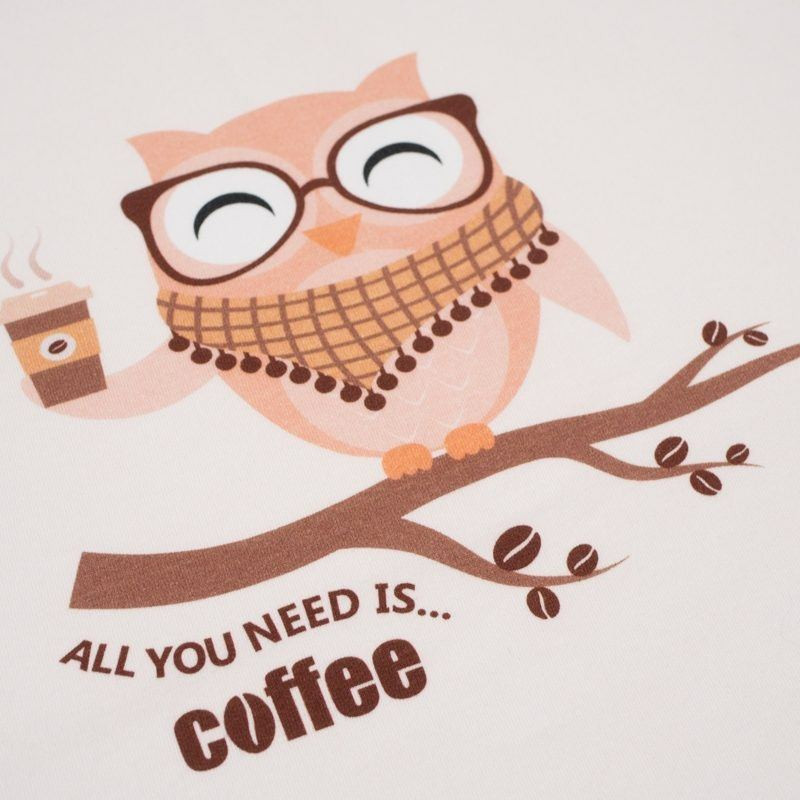 OWL WITH COFFEE / beige - panel looped knit 