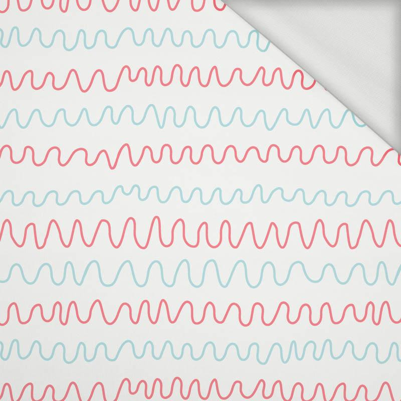 PASTEL DOODLES / mint - salmon pink (PASTEL SKY) - looped knit fabric