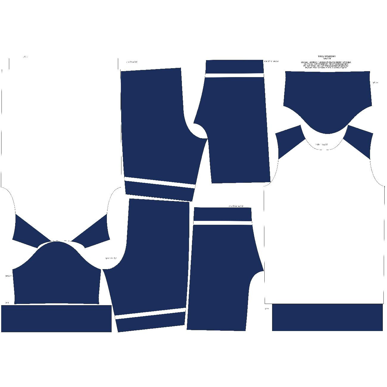 Children's sport outfit "PELE" - WHITE-DARK BLUE - sewing set 