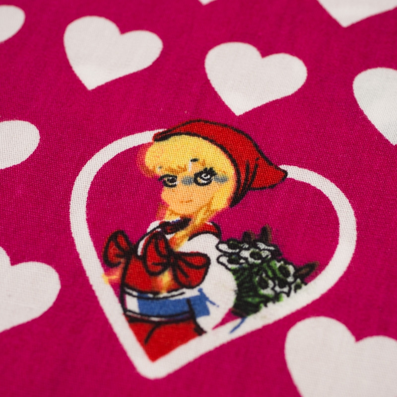 LITTLE RED RIDING HOOD HEARTS / fuchsia - Cotton woven fabric