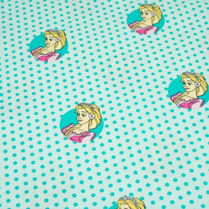 CINDERELLA DOTS / aqua  - Cotton woven fabric