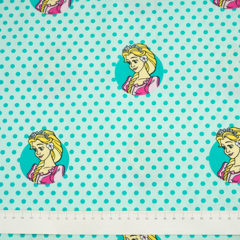 CINDERELLA DOTS / aqua  - Cotton woven fabric