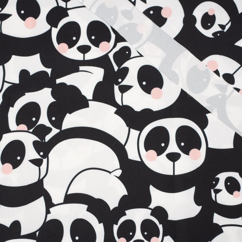 PANDAS / pink - Waterproof woven fabric