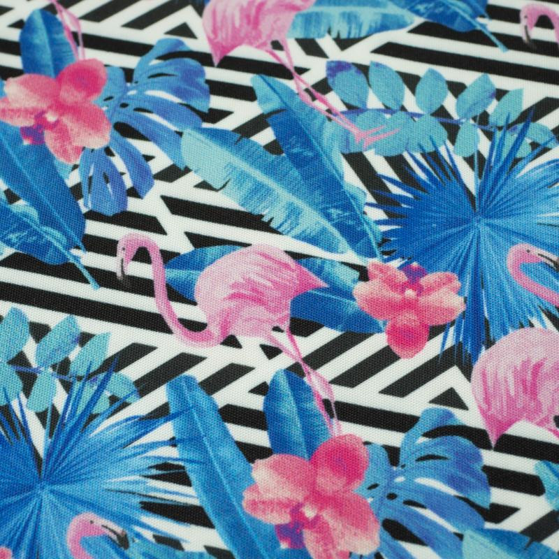 TROPICAL FLAMINGOS - quick-drying woven fabric