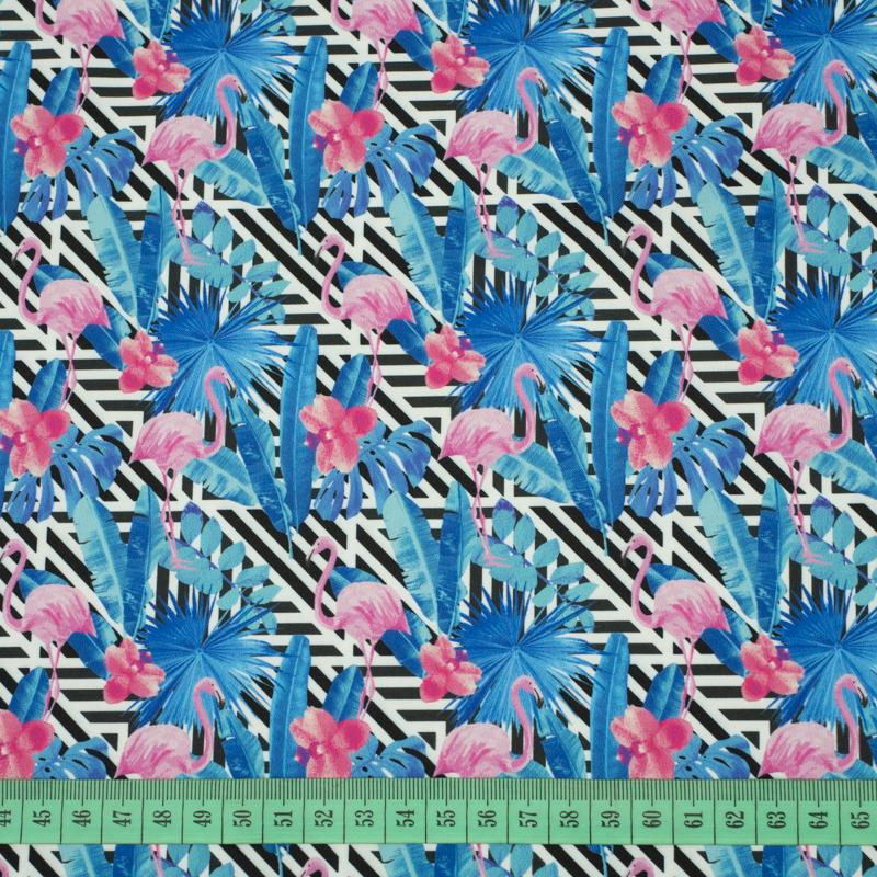 TROPICAL FLAMINGOS - quick-drying woven fabric