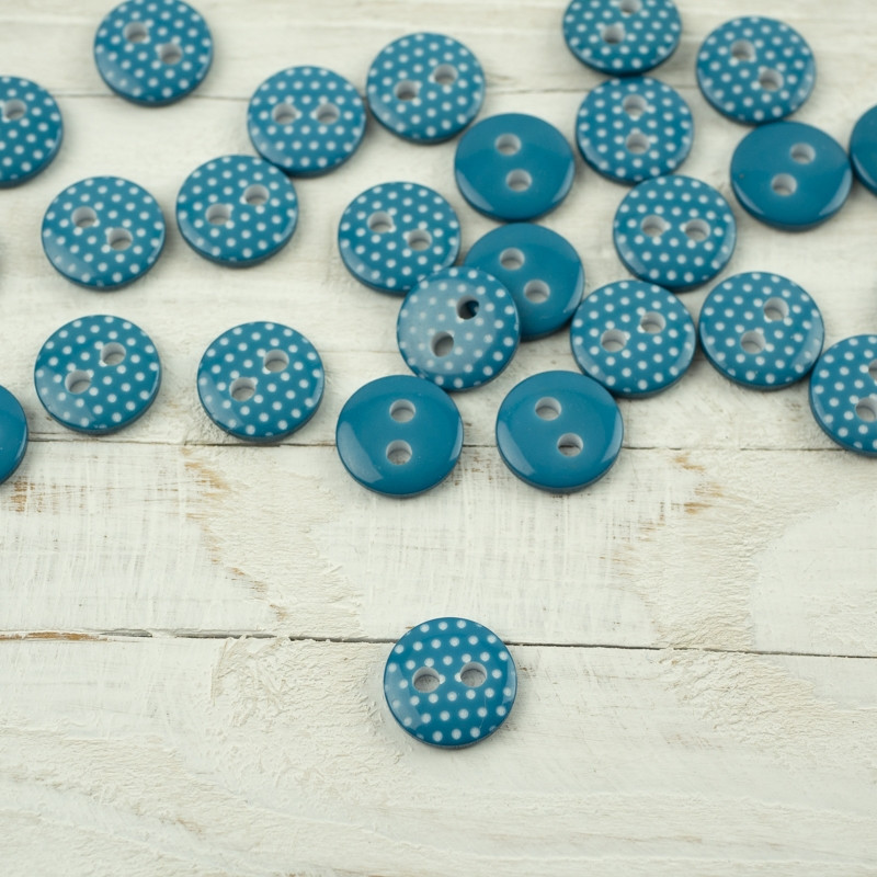 Plastic button with dots small - turquoise