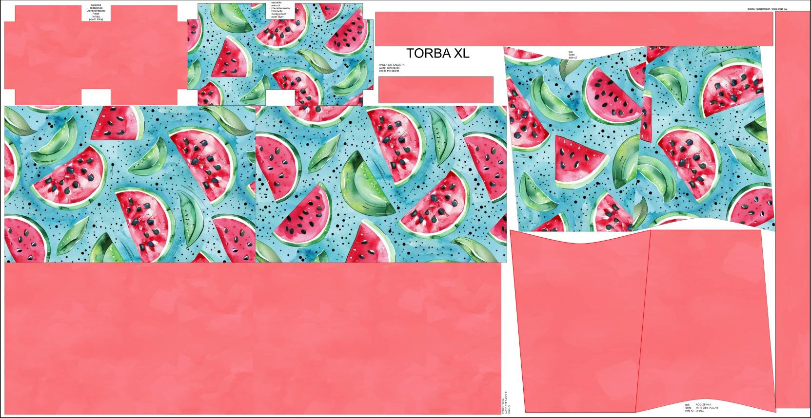XL bag with in-bag pouch 2 in 1 - Tutti Frutti wz.4 - sewing set