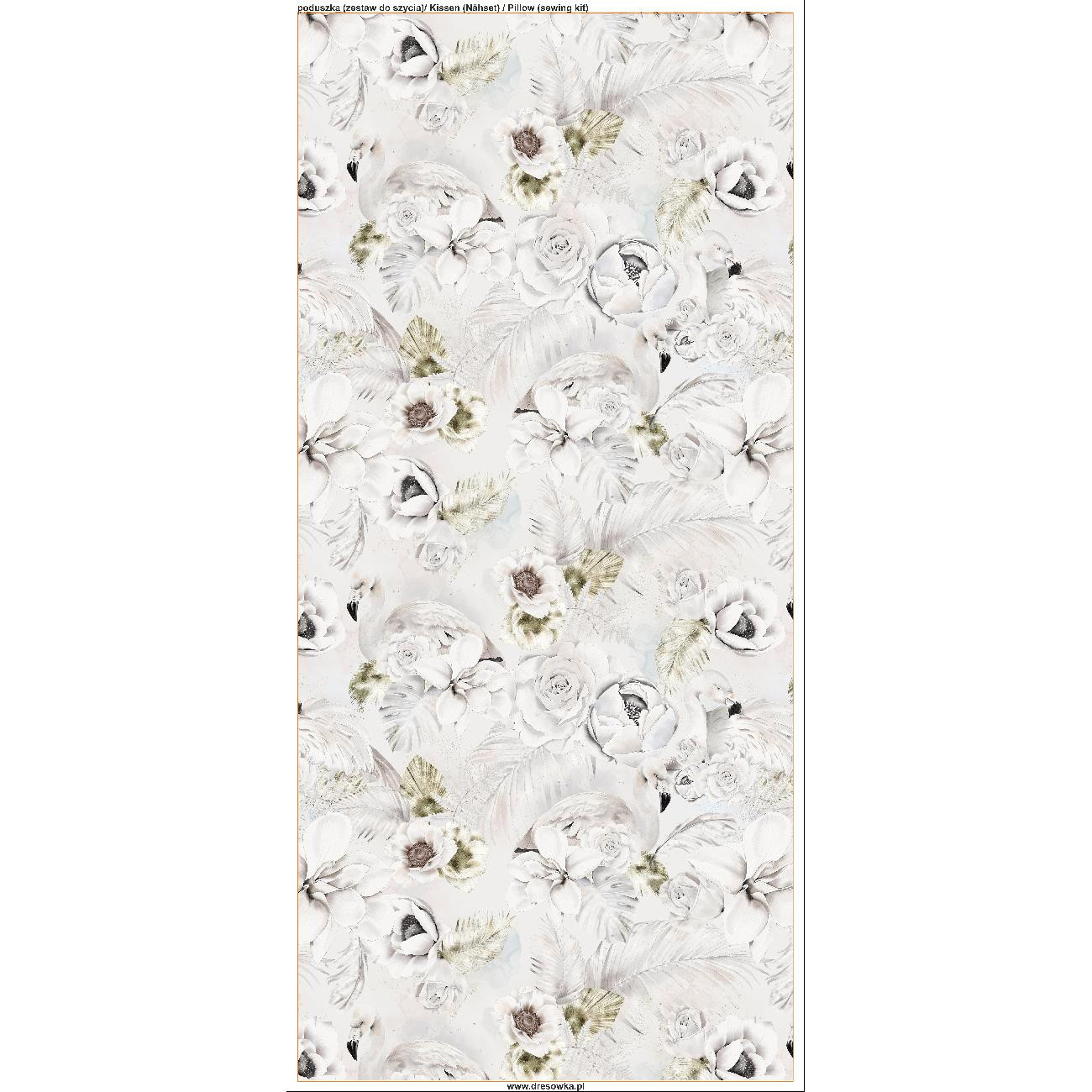 PILLOW 45X45 - WHITE FLOWERS pat. 1 - sewing set