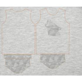 KID’S T-SHIRT (92/98) - GEOMETRIC WOLF (ADVENTURE)/ melange light grey- single jersey 