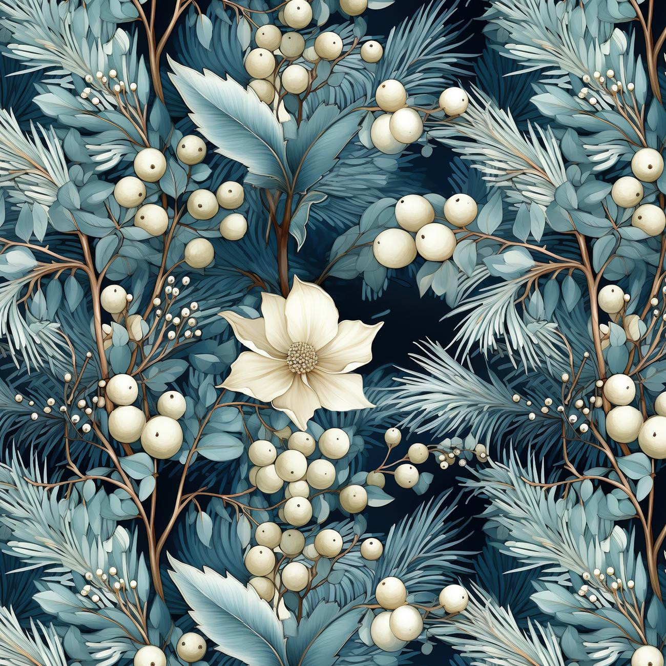 WINTER FLOWERS WZ.2 - Hydrophobic brushed knit