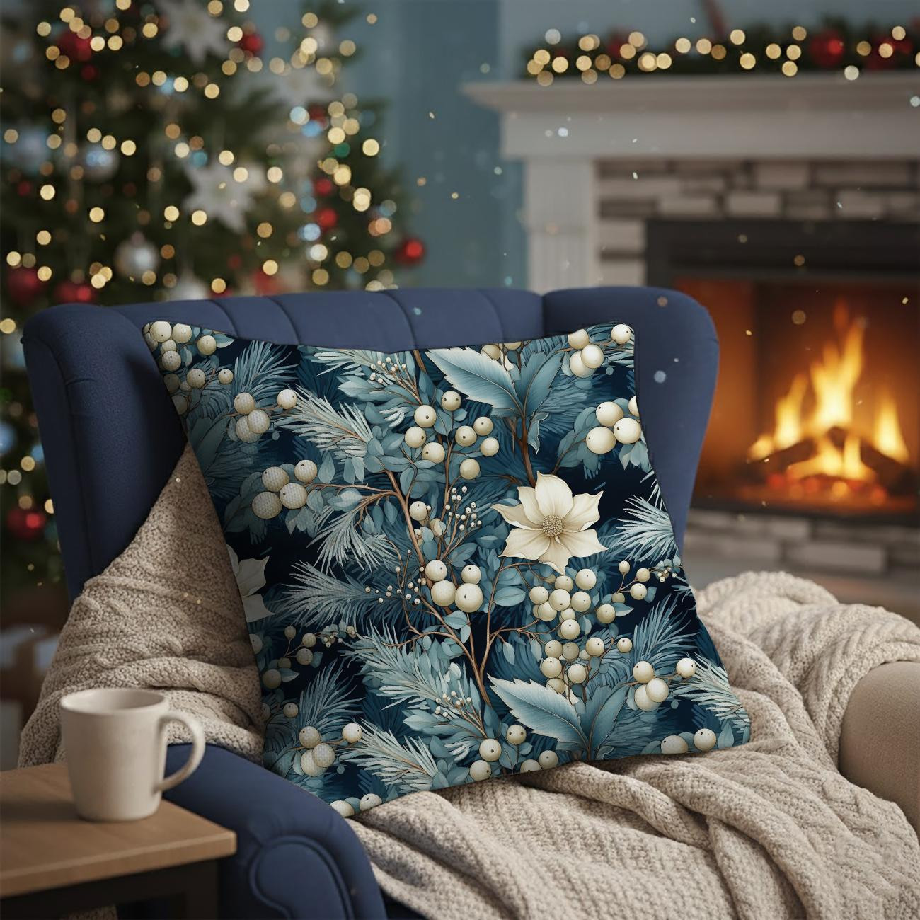 WINTER FLOWERS WZ.2 - Hydrophobic brushed knit