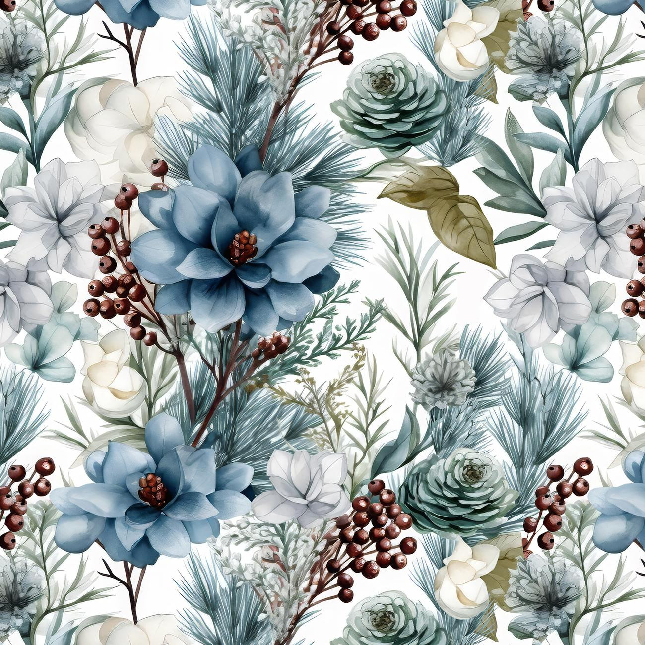 WINTER FLOWERS WZ.3 - Hydrophobic brushed knit