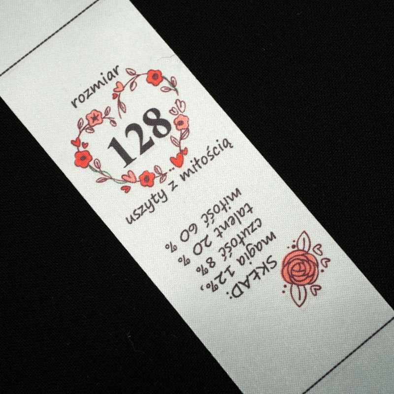 Girlish care tag - size 128 - 4 pcs set