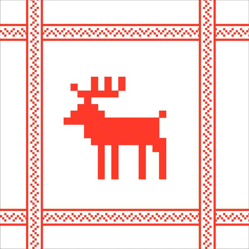 CUSHION PANEL - REINDEER / red 