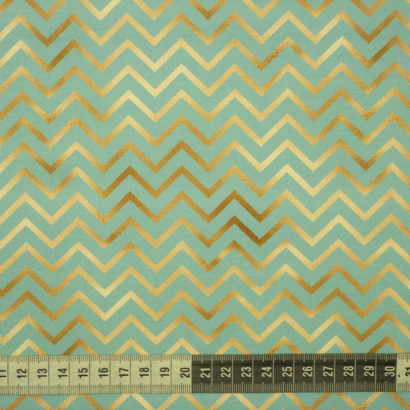 GOLDEN ZIGZAGS (GOLDEN OCEAN) / mint - Waterproof woven fabric