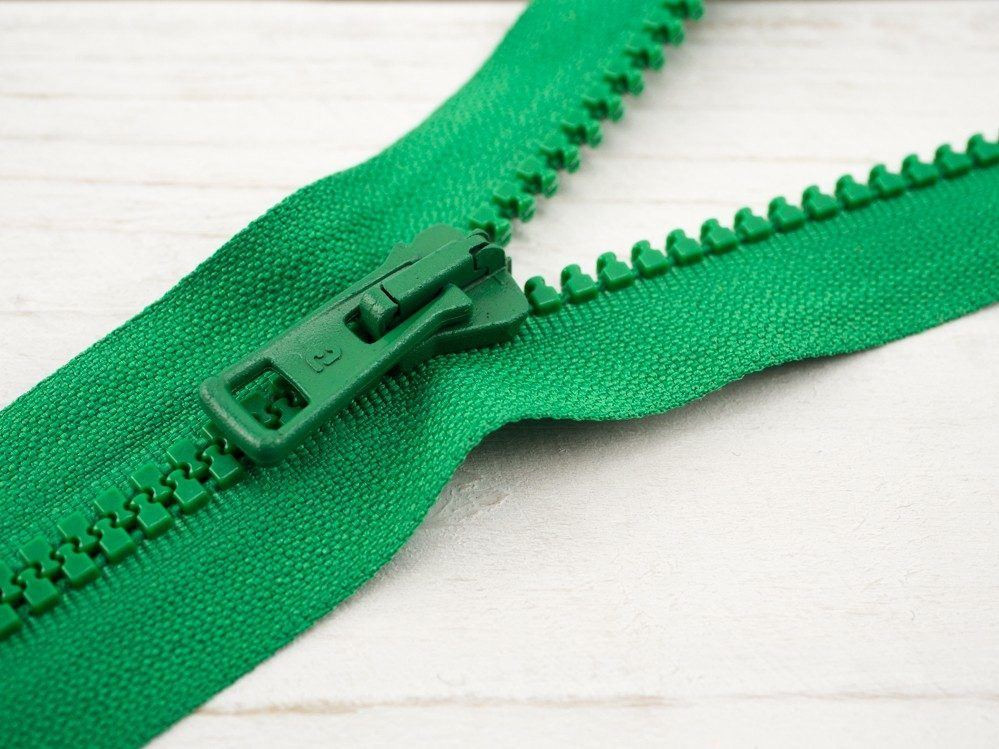 Plastic Zipper 5mm open-end 30cm - green B-27