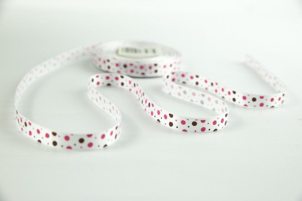 Satin Polka colorful dot Ribbon width 10 mm