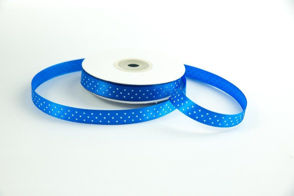 Satin Polka dot Ribbon width 12 mm CORNFLOWER